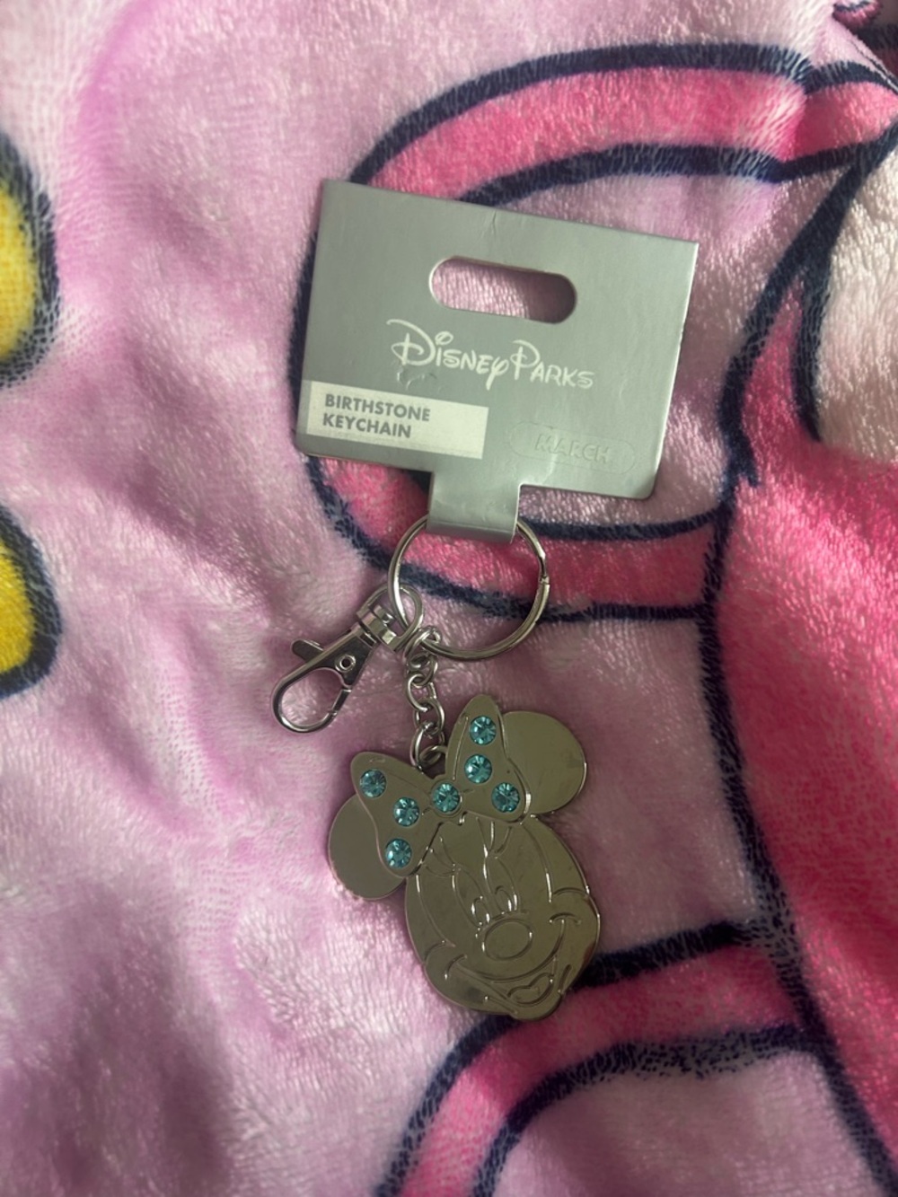 Disney Silver Minnie Mouse Keychain with Red Accent